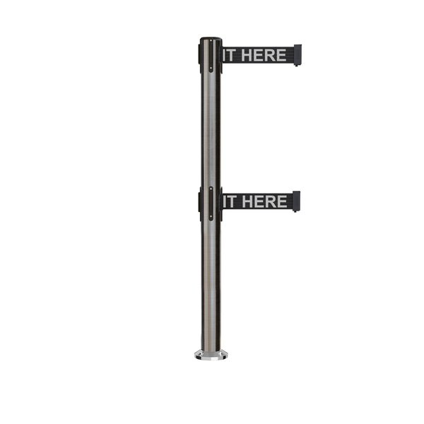 Montour Line Stanchion Dual Belt Barrier Fixed Base Sat.Steel Post 7.5ftWait..Belt MX630DF-SS-PLEAWBW-75